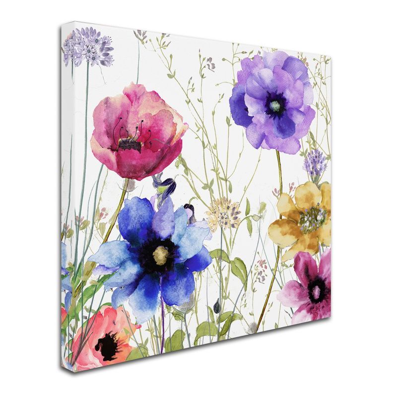 Summer Diary II Floral Watercolor Canvas Art 18x18