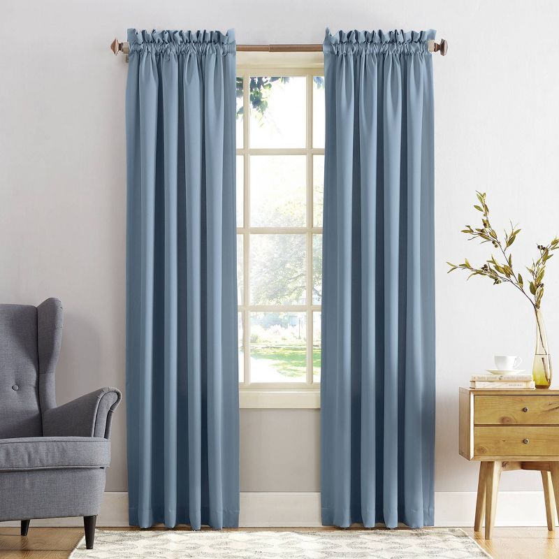 Vintage Blue Room Darkening Rod Pocket Curtain Panel