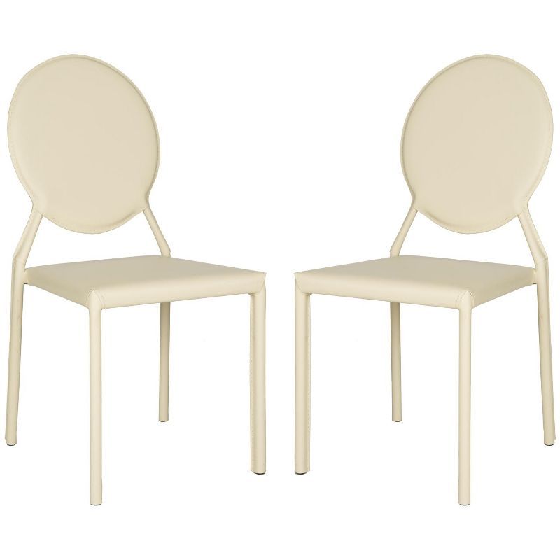 Butter Cream Upholstered Leather Side Chair, 37" Height