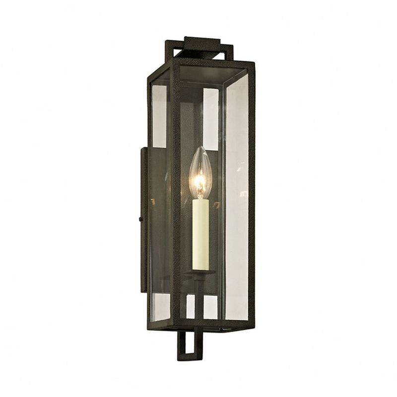 Beckham 16.5" Black Forged Iron and Clear Glass Wall Sconce