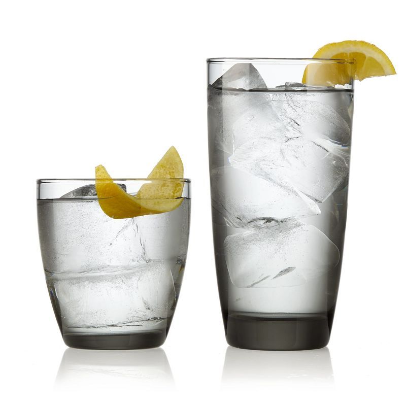 Libbey Slate Smoke 12-Piece Tumbler and Old Fashioned Glass Set