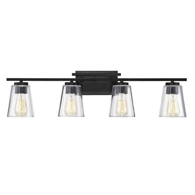 Calhoun Black 4-Light Vanity Fixture with Clear Glass Shades