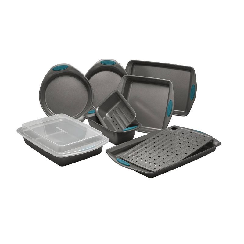 10-Piece Gray and Teal Nonstick Steel Bakeware Set