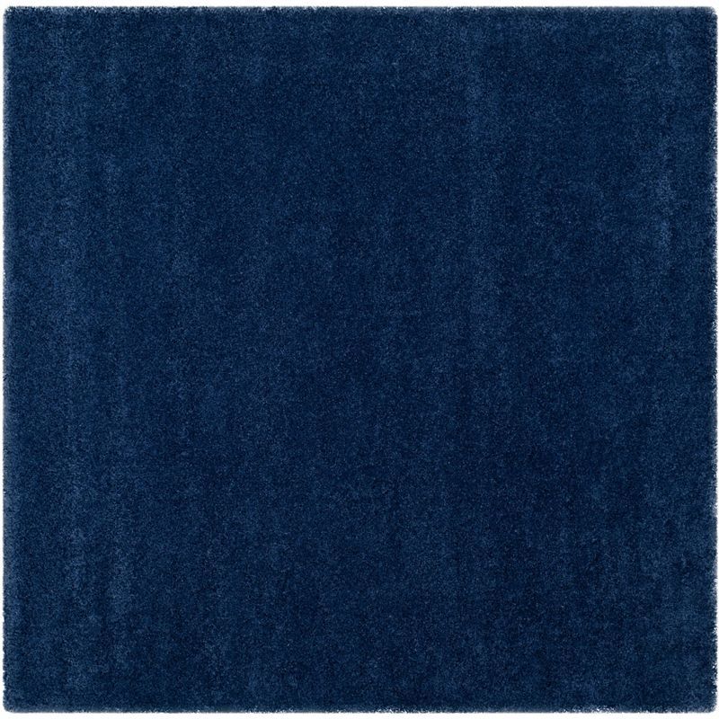 Navy Square Synthetic Shag Area Rug, 7' x 7'