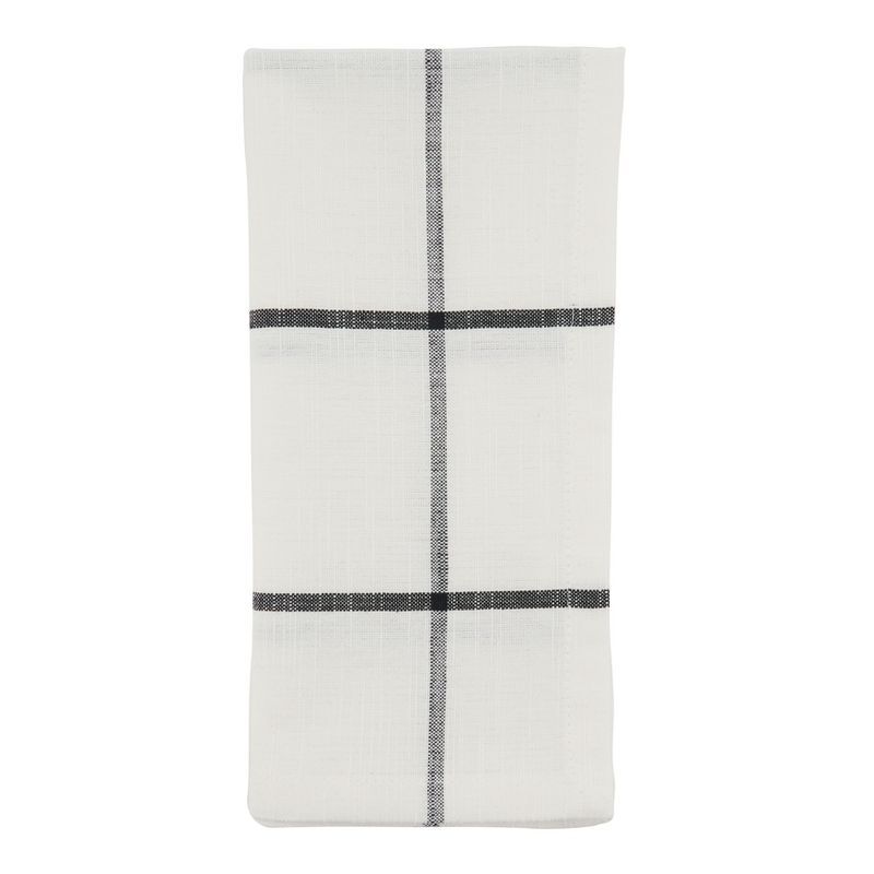 White and Black Cotton Windowpane Plaid Table Napkins Set of 4