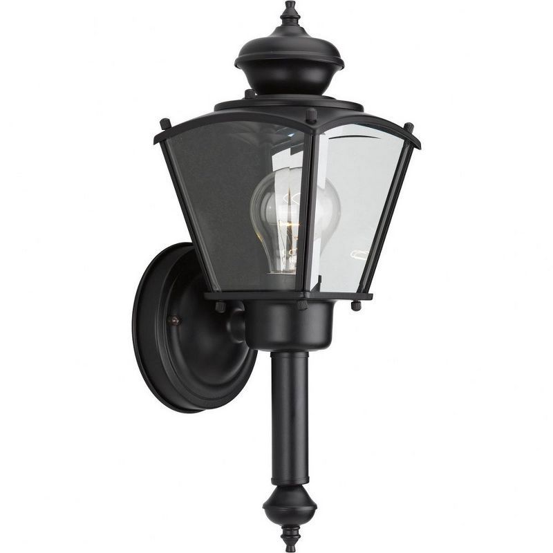 Black Aluminum Outdoor Wall Lantern with Clear Beveled Glass