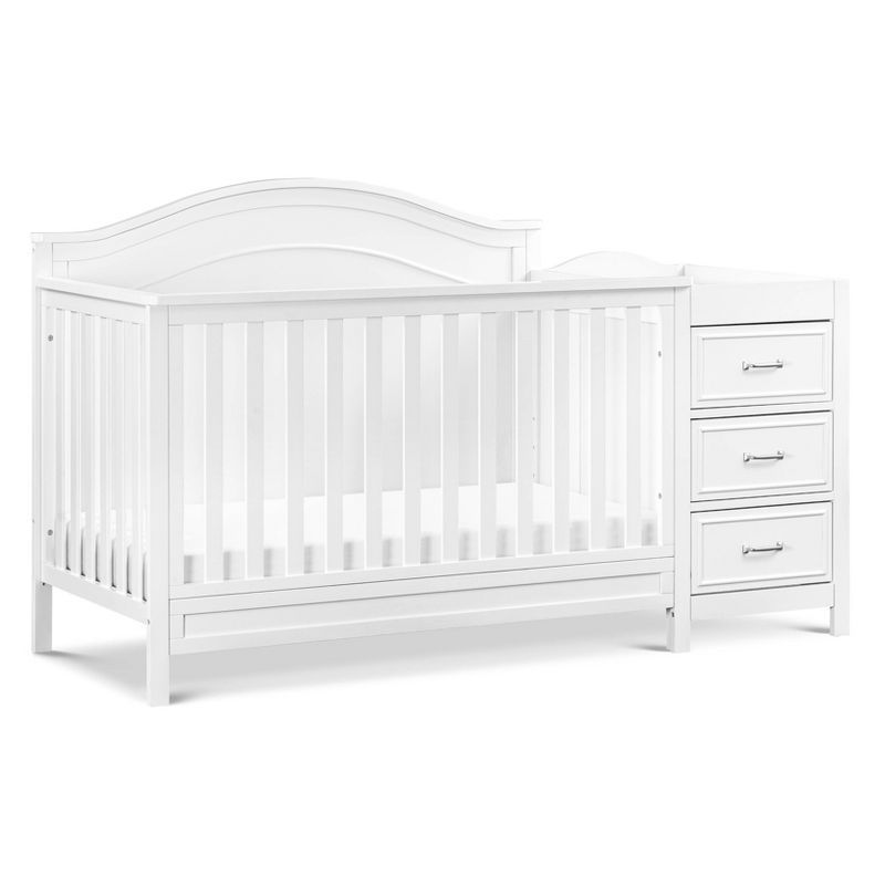 White 4-in-1 Convertible Crib and Changer with Storage