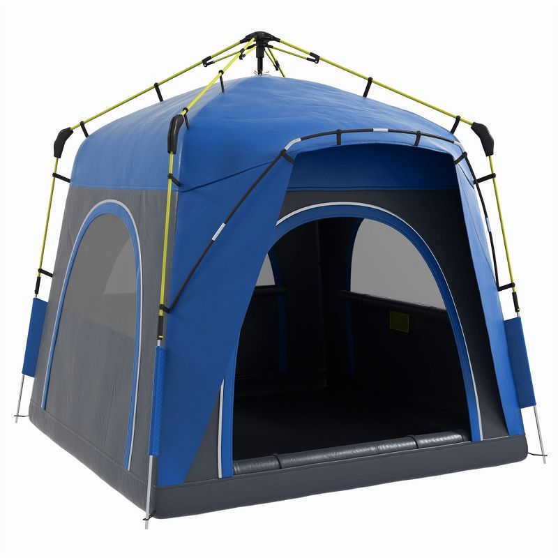 Outsunny Blue and Gray 4-Person Pop-Up Camping Tent