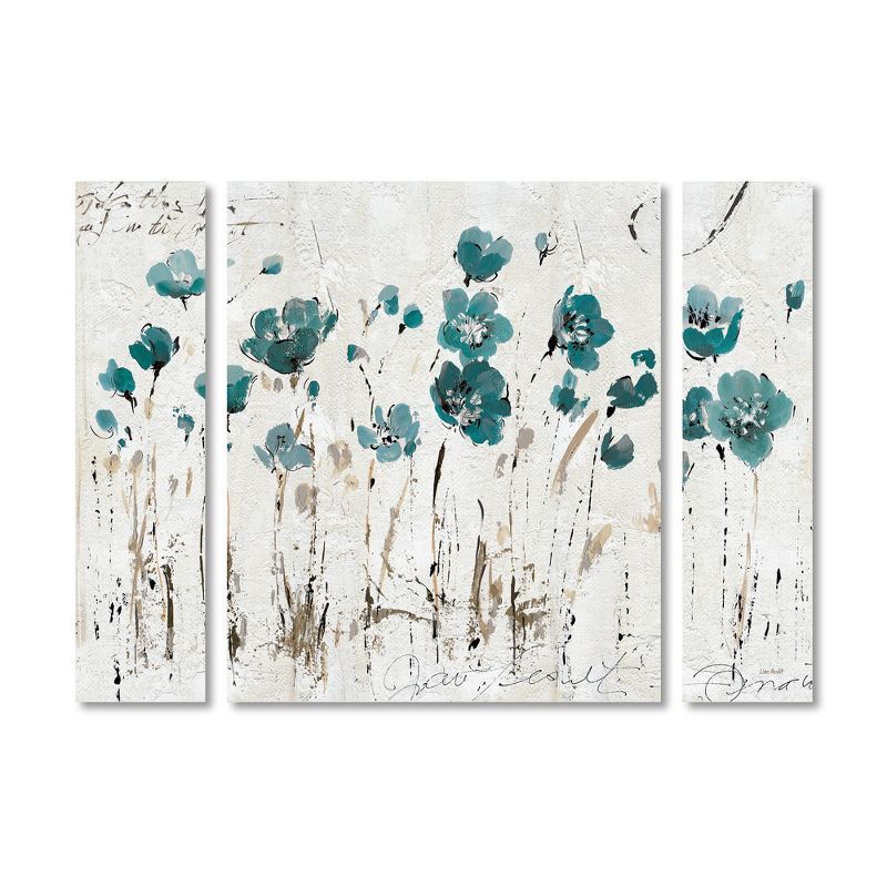 Small Blue and Beige Abstract Floral Oil Painting Set