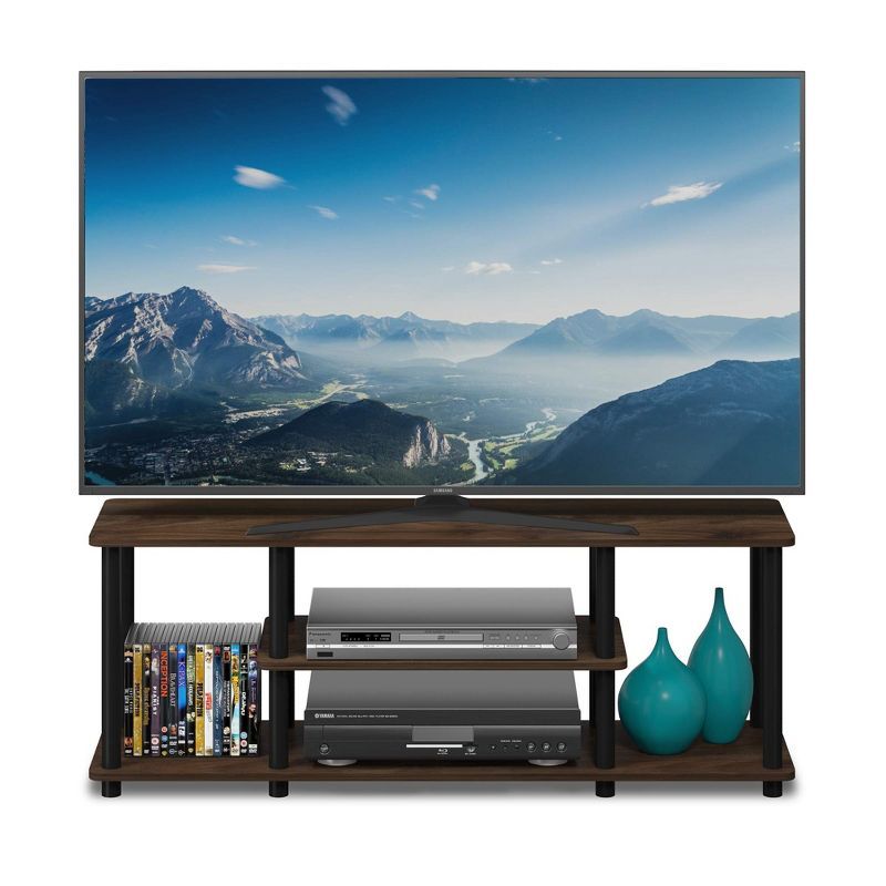 Columbia Walnut and Black 3-Tier Corner TV Stand for 50" TVs