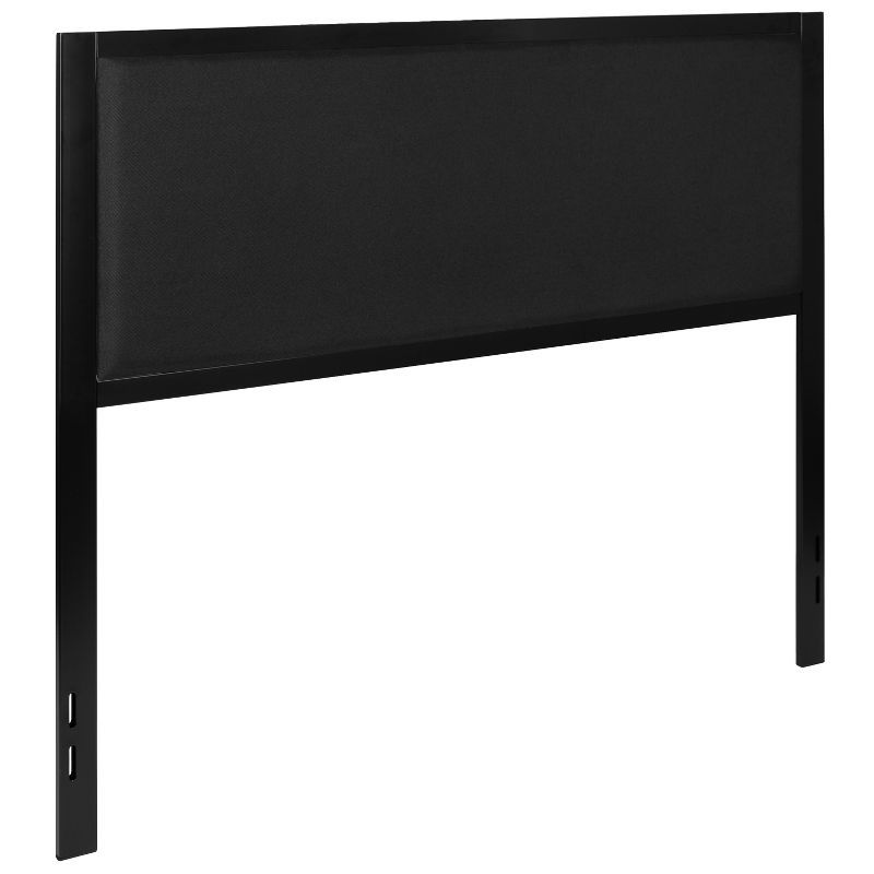 Black Upholstered Queen Headboard with Metal Frame