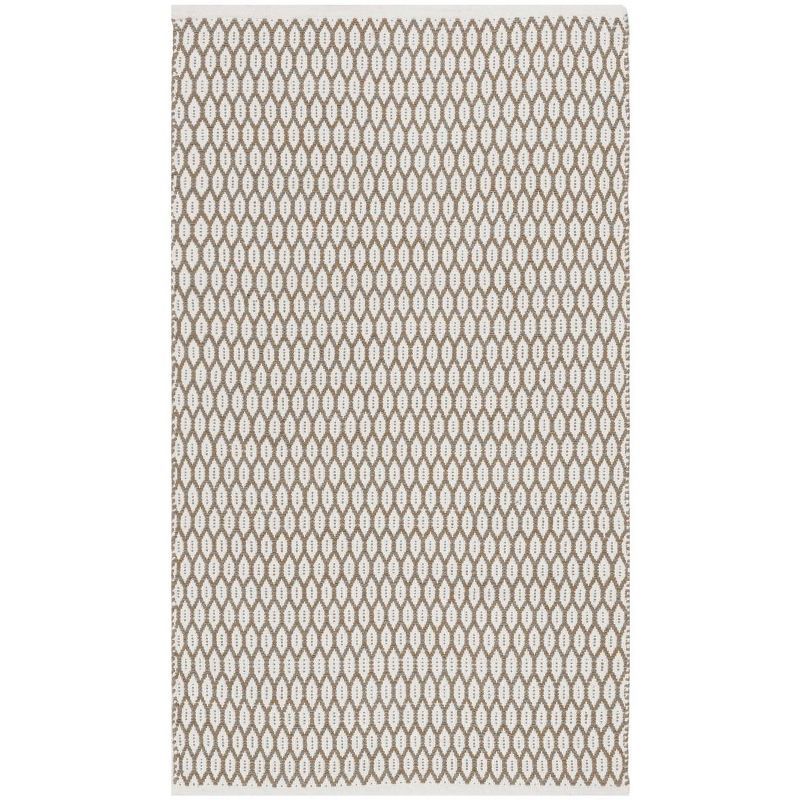 Coastal Charm Beige & Ivory Geometric Flat-Woven Wool-Cotton Rug - 3' x 5'