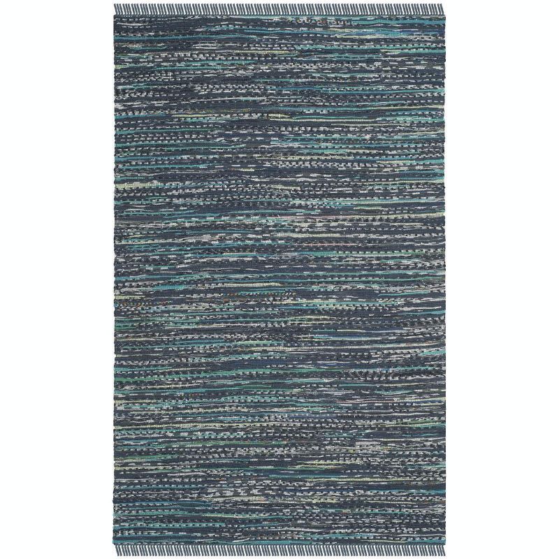 Ink and Multi 6' x 9' Handmade Cotton Flat Woven Rug