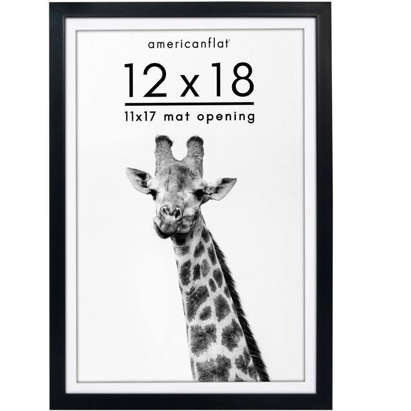 Black 12x18 Gallery-Style Picture Frame with Mat