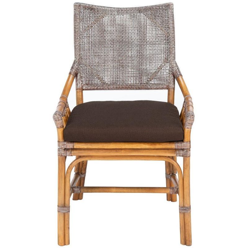 Donatella Brown Rattan and Cane Arm Chair