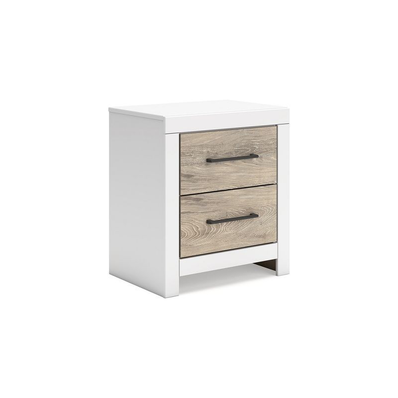 White and Light Brown 2-Drawer Transitional Nightstand