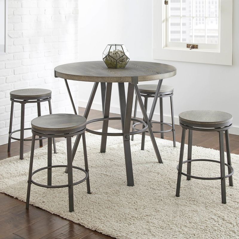 Contemporary Gray Wood 42" Round Counter Height Table