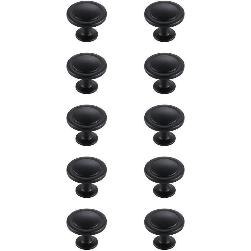 Matte Black Round Mushroom Knob Set with Mounting Hardware