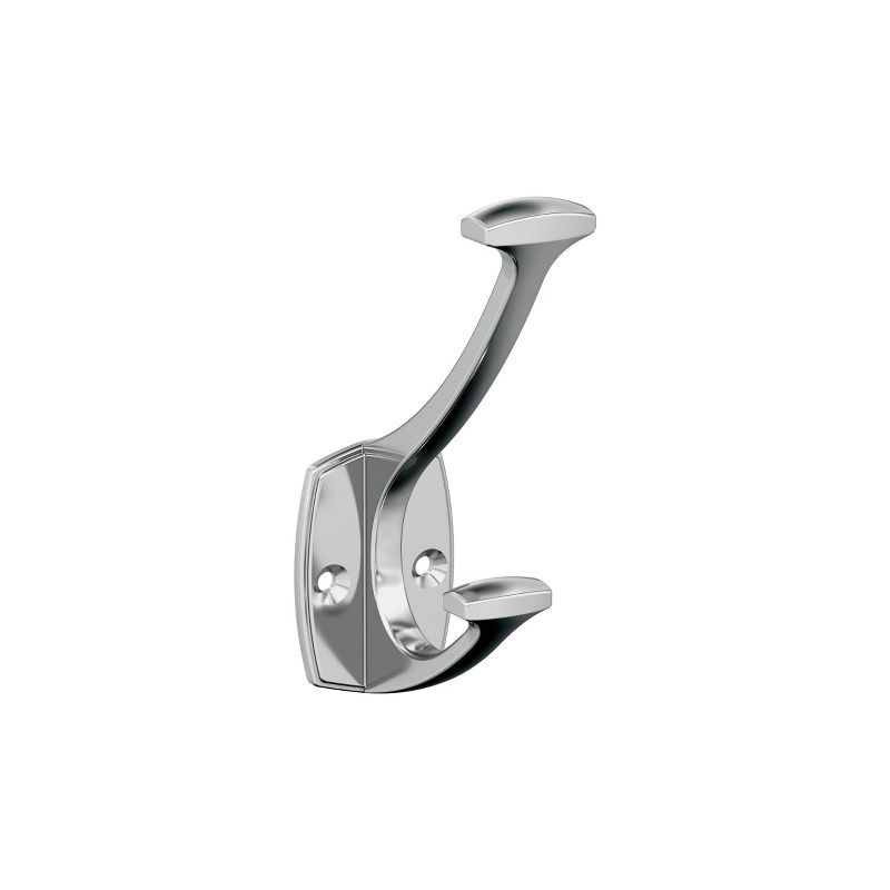 Polished Chrome Double Prong Metal Wall Hook