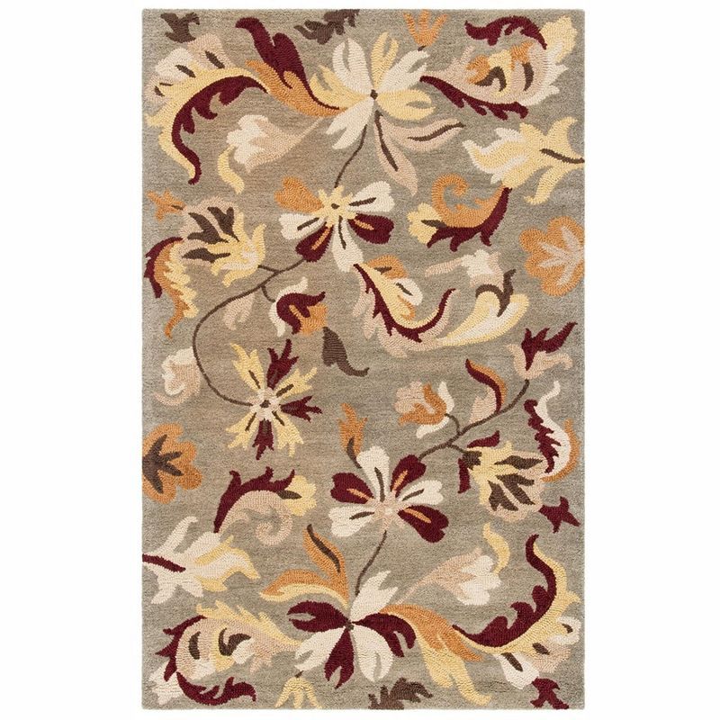 Ivory Floral Hand-Tufted Wool Rectangular Rug 4' x 6'