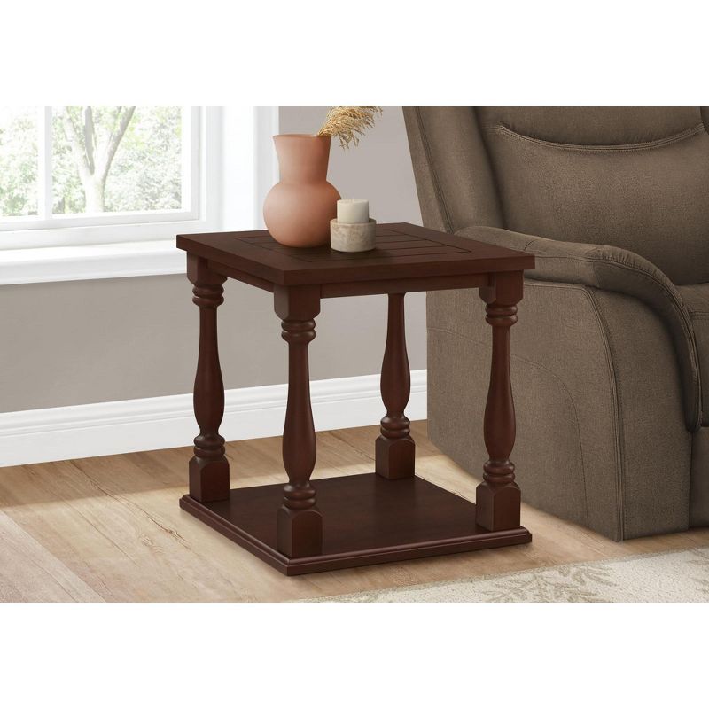 Traditional Brown Wood 2-Tier Square End Table