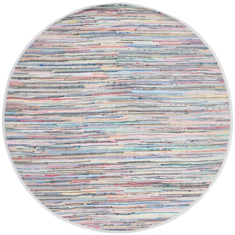 Handwoven Multicolor Stripe Round Cotton Area Rug, 8' Diameter