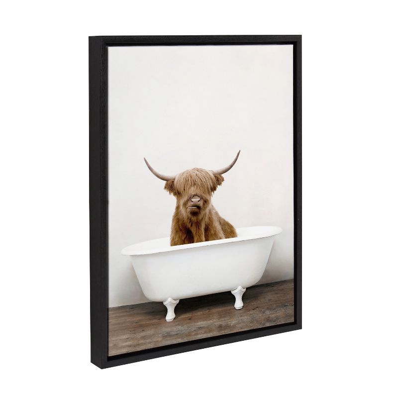 Highland Cow in Tub Framed Canvas Wall Art