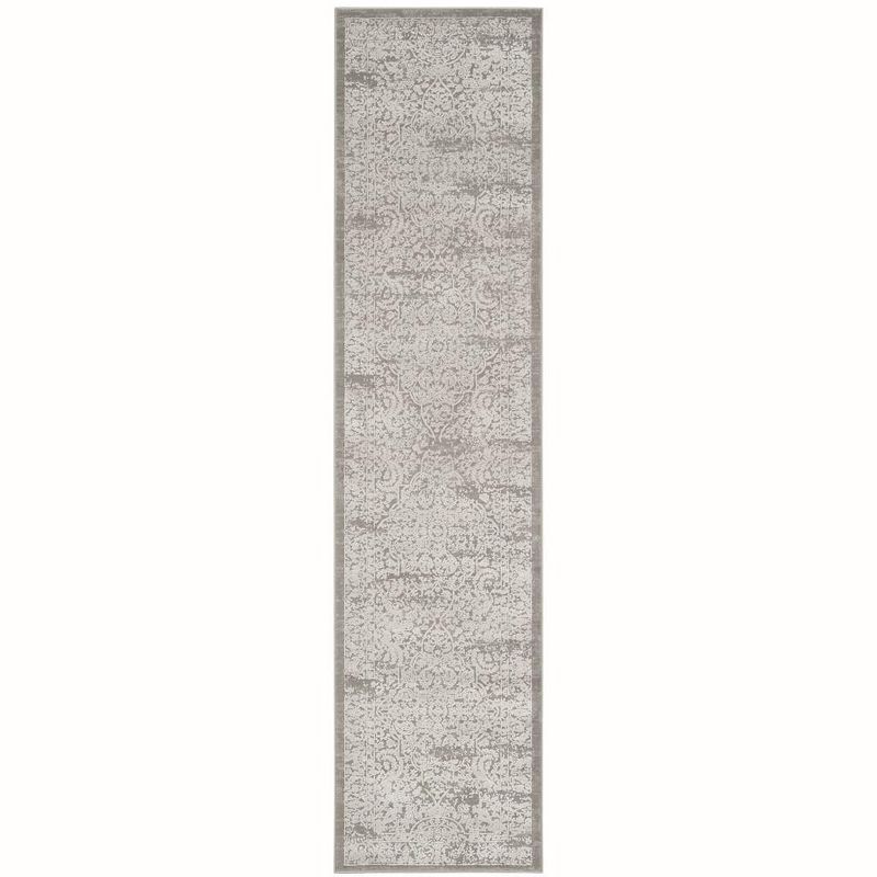 Elegant Vintage Grey & Beige 2' x 8' Synthetic Runner Rug