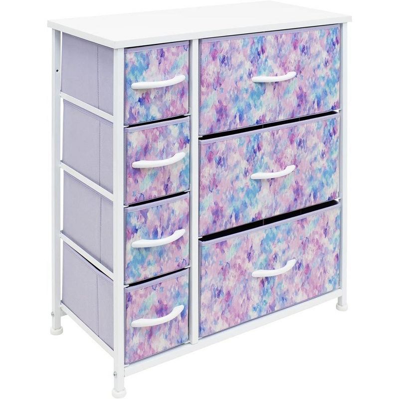 Sorbus Tie-Dye Purple 7-Drawer Kids Dresser with Steel Frame