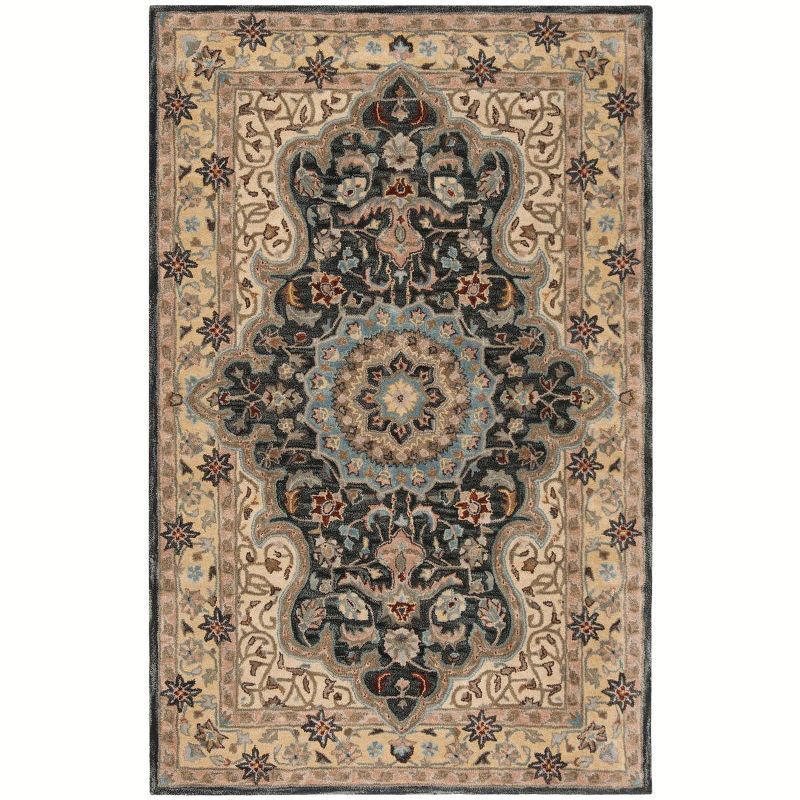 Heritage 4' x 6' Black and Cream Wool Hand-Tufted Rug