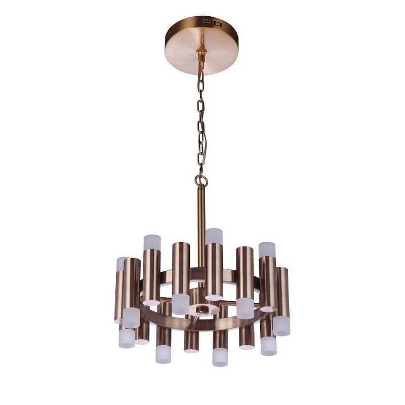 Satin Brass 16-Light LED Chandelier with Frosted Acrylic Shades