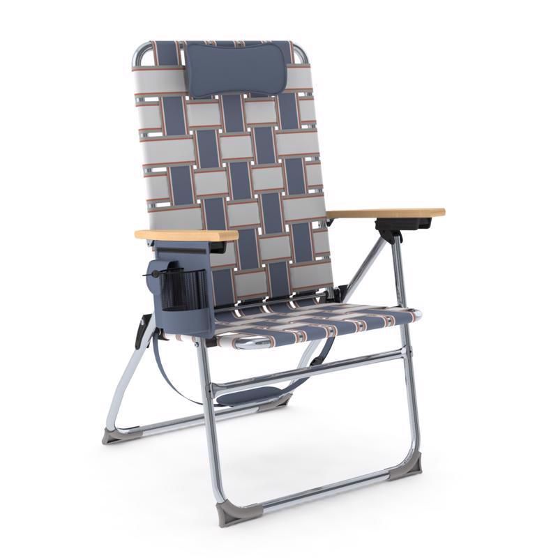 Camp & Go 4-Position Blue and Gray Aluminum Folding Chair