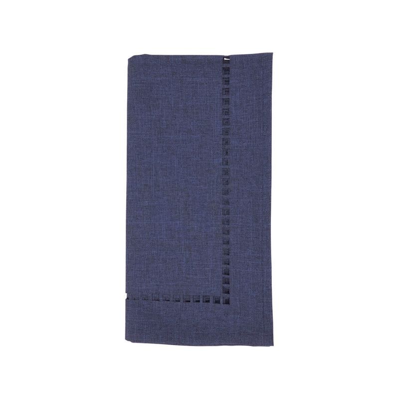 Navy Blue 20" Laser-Cut Hemstitch Polyester Napkin Set