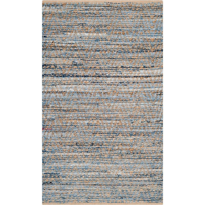 Cape Cod Blue and Natural Hand-Knotted Jute Area Rug