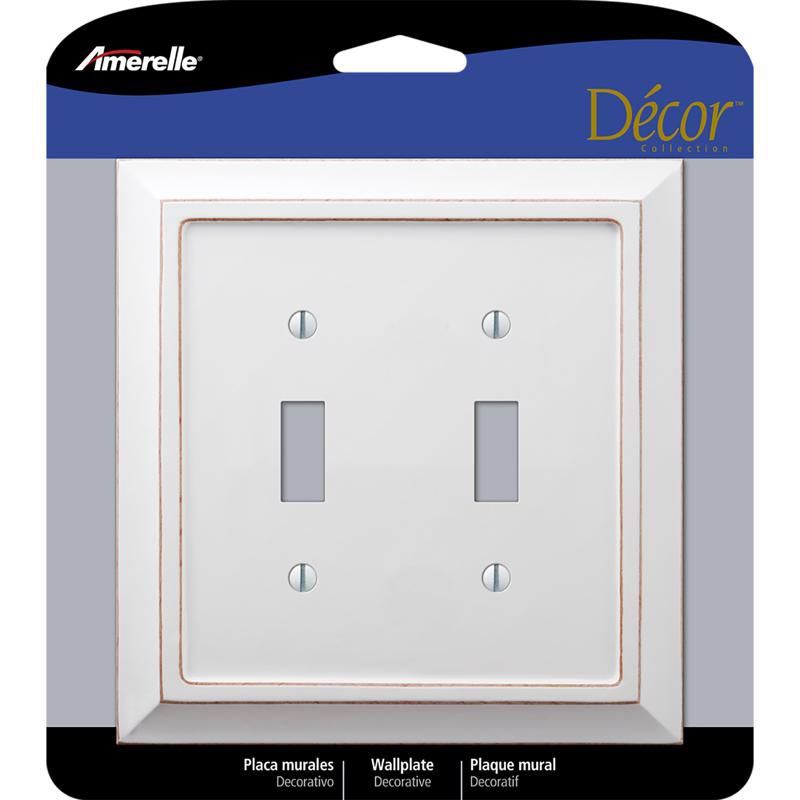 Savannah White Wood 2-Gang Toggle Wall Plate