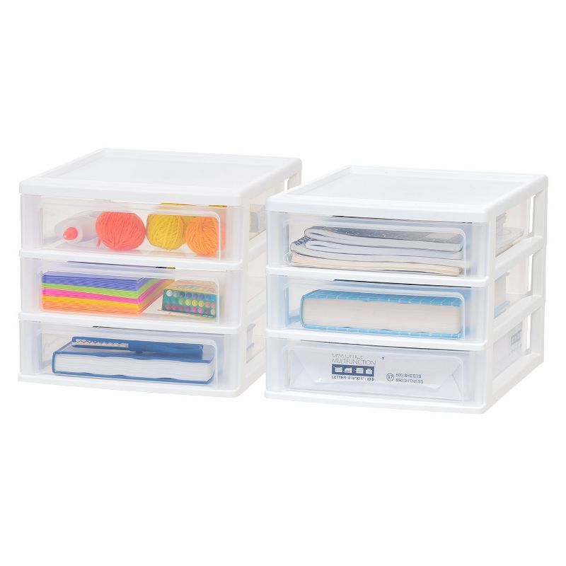 Clear Plastic 3-Drawer Desktop Organizer Set