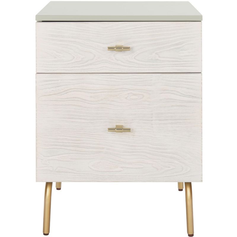 Genevieve Grey Mahogany 2-Drawer Nightstand with Gold Trim