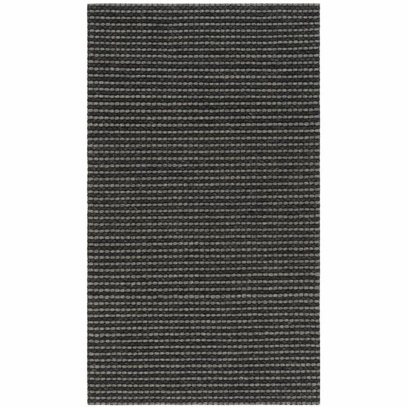 Handwoven Grey/Black Braided Wool & Synthetic 3' x 5' Rug