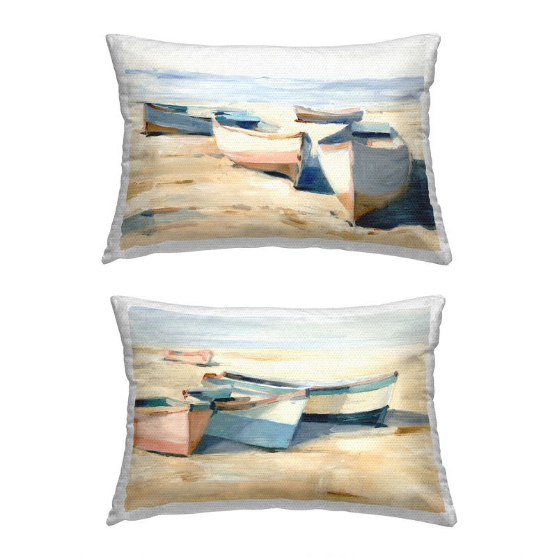 Maritime Beach Boats Outdoor Throw Pillow Set