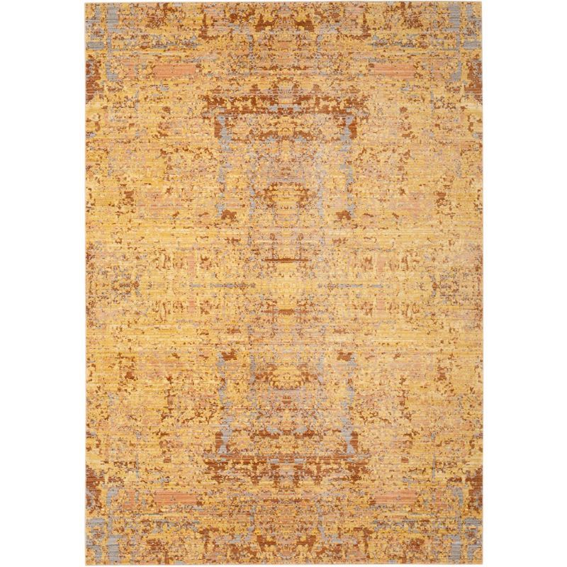 Mystique Gold and Multicolor Abstract Synthetic 5' x 8' Area Rug