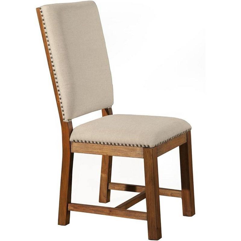 White Upholstered Mahogany Wood Transitional Side Chair