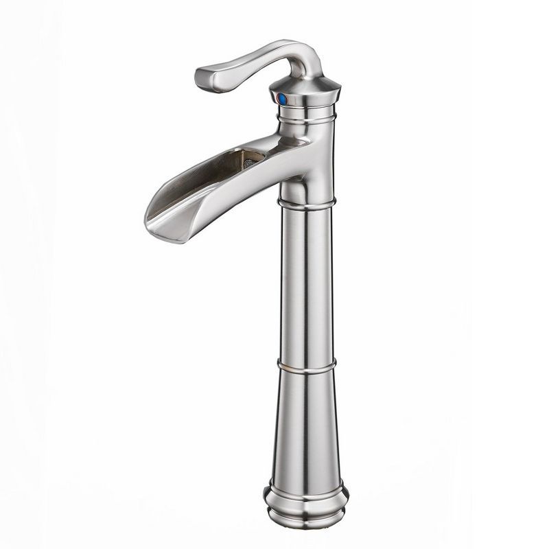 Brushed Nickel Waterfall Vessel Bathroom Faucet with Lever Handle