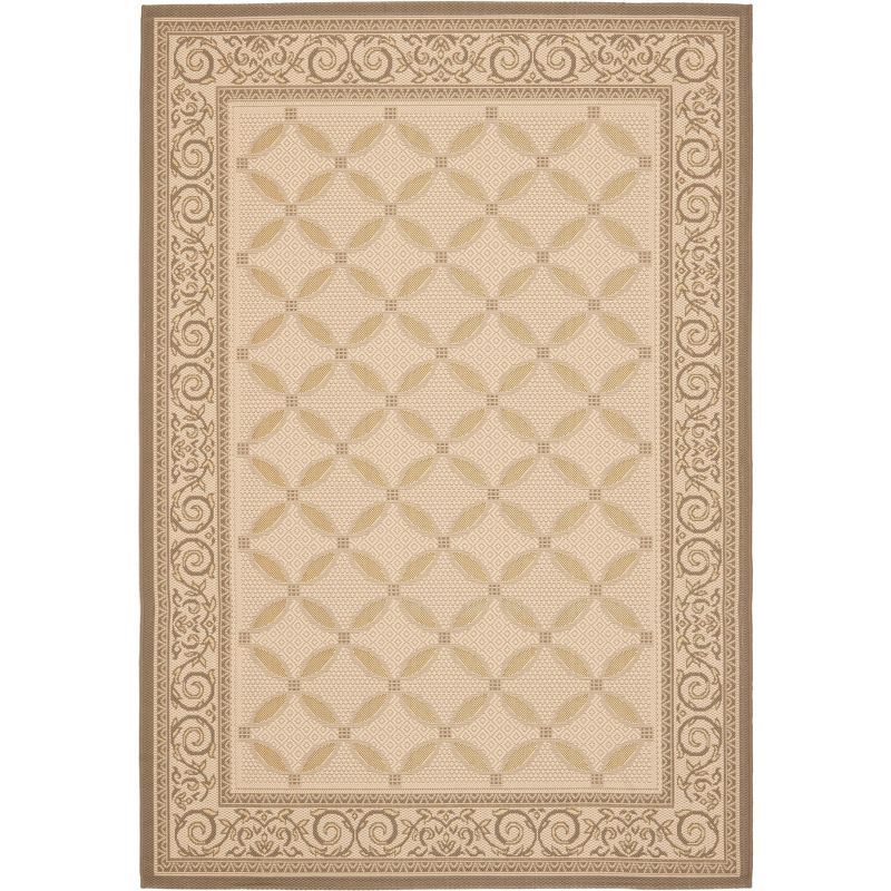 Beige and Dark Beige Rectangular Synthetic Outdoor Area Rug