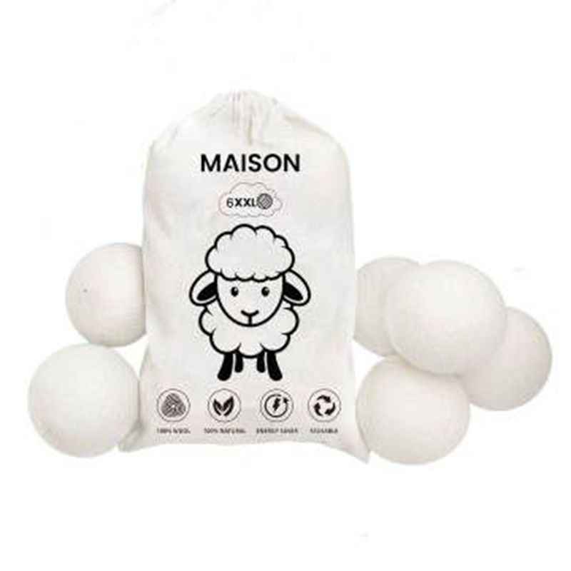 Maison XXL White Wool Dryer Balls 6 Pack