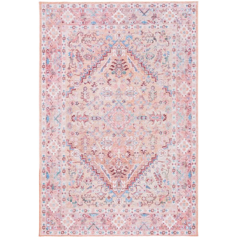 Beige and Pink Hand-Knotted Rectangular Area Rug 4' x 6'