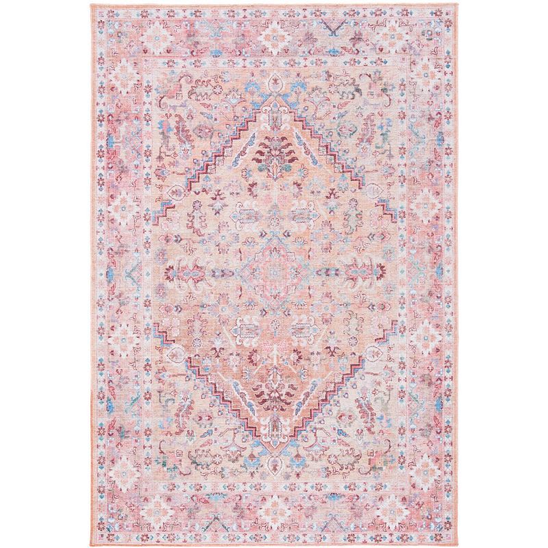 Beige & Pink Hand-Knotted Viscose Rectangular Rug, Easy Care