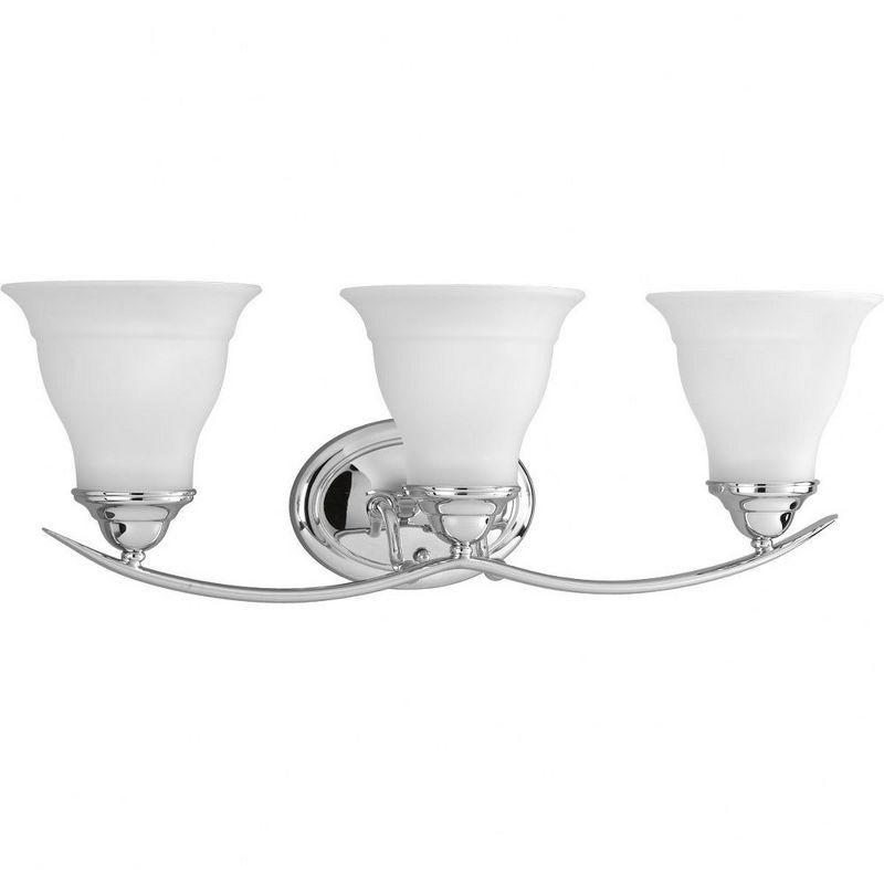 Trinity Collection 3-Light Polished Chrome Bath Fixture with Etched Glass Shades