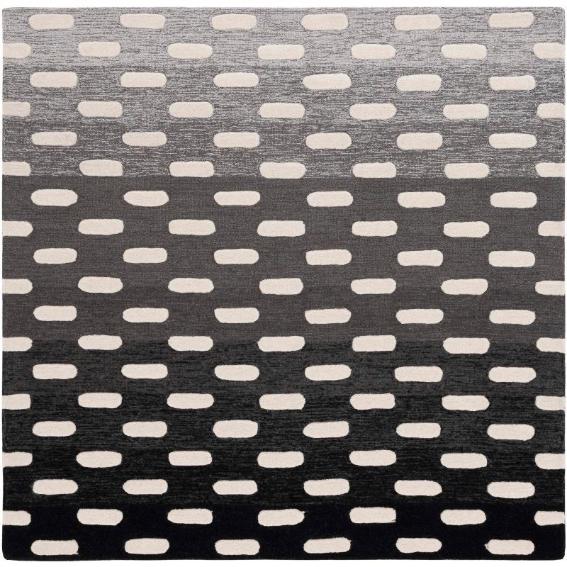 Metro Black and Ivory Hand-Tufted Wool Square Rug