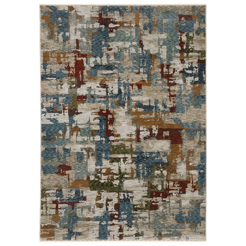 Hayden Beige and Multi Abstract 3'3" x 5' Area Rug