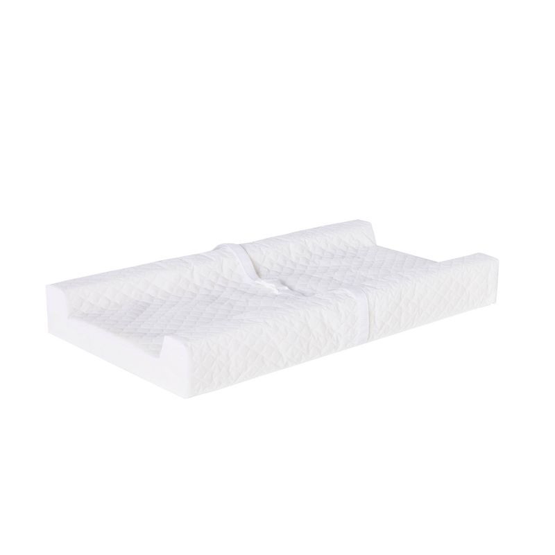 White Quilted Infant Changing Pad with Safety Strap